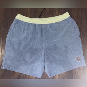 Chubbies Blue Athletic Shorts with Yellow Waistband